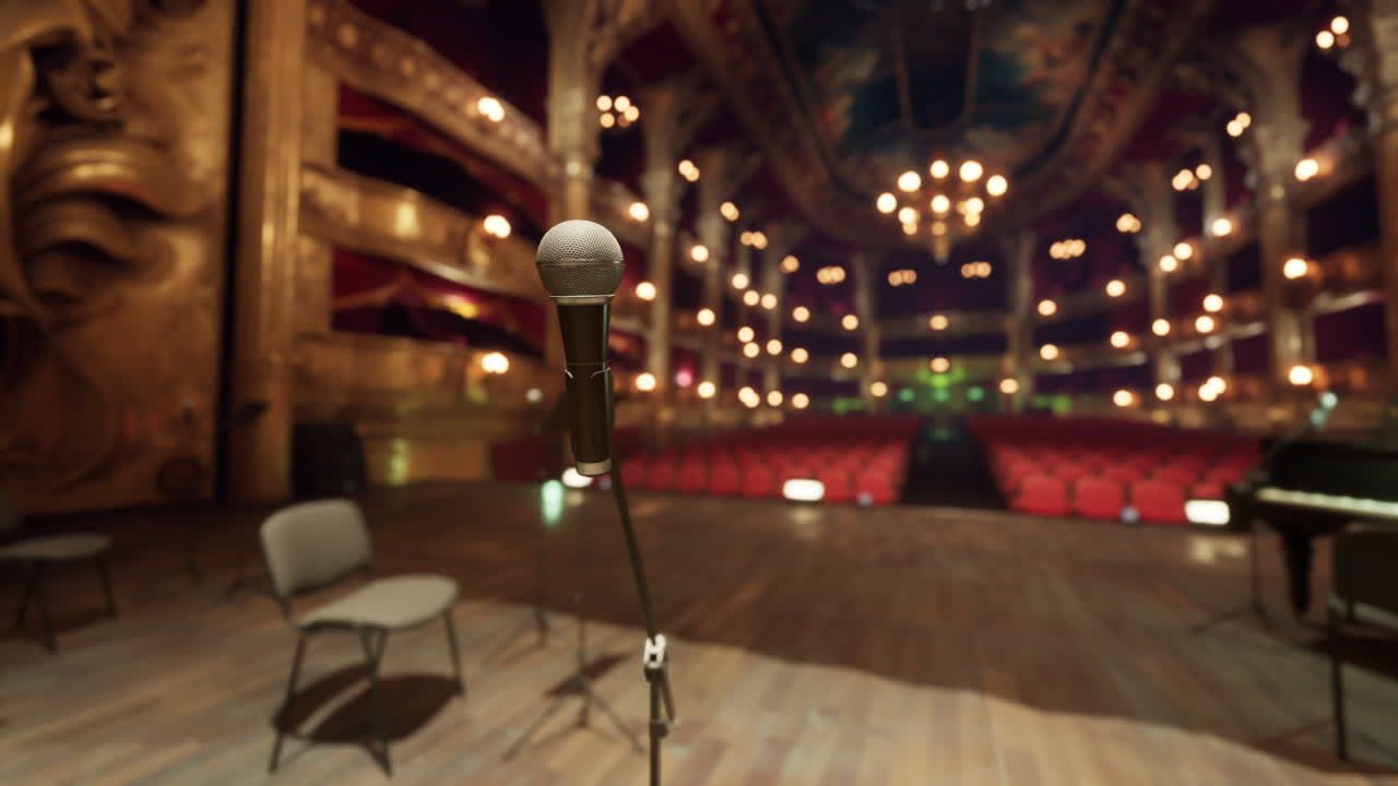 micrófono en el escenario de un teatro