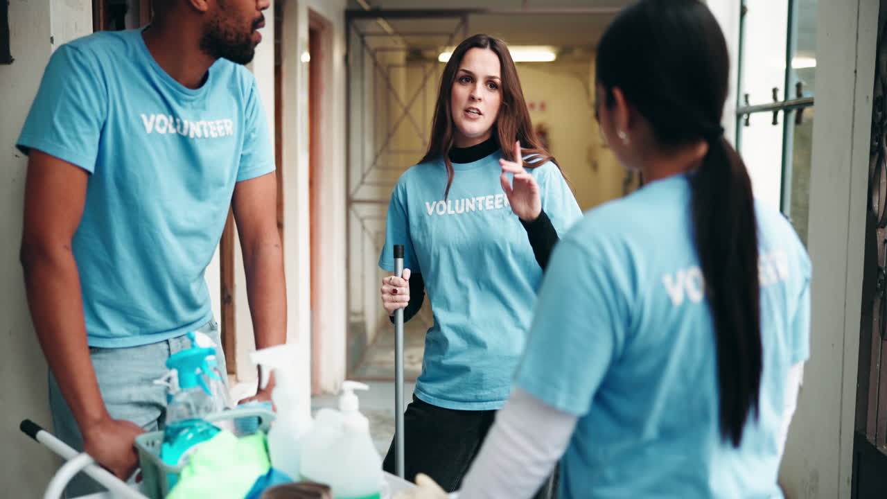Volunteers working together on a community service project