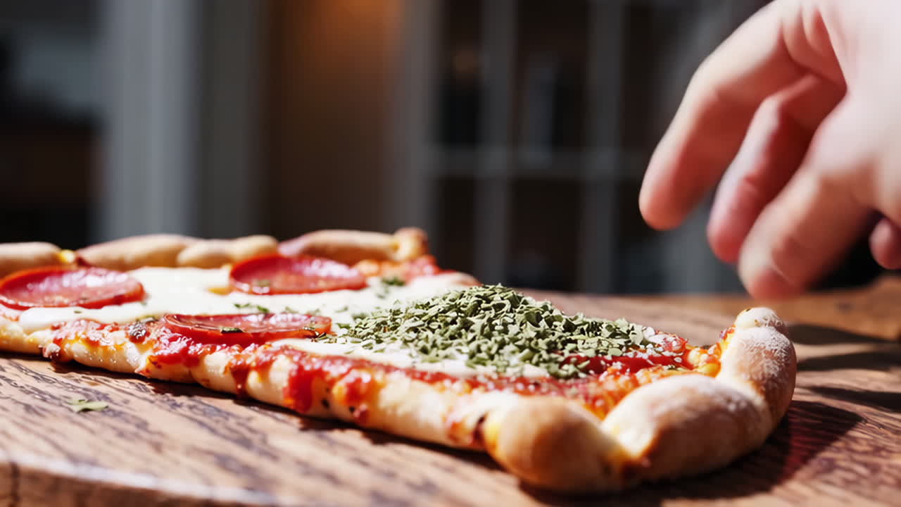 페페로니 피자를 준비하고 있습니다.