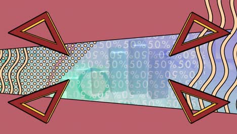 animación del espacio de copia rosa y formas en movimiento sobre gráficos y estadísticas de finanzas y negocios