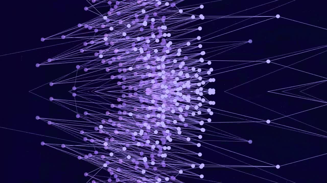 Animated Abstract Plexus Network with Connecting Purple Dots