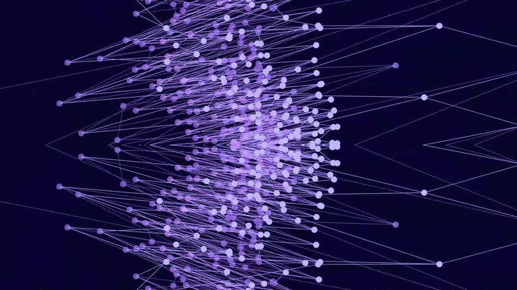 Animated Abstract Plexus Network with Connecting Purple Dots