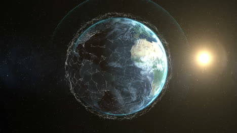 cerca de la tierra girando sobre sí misma