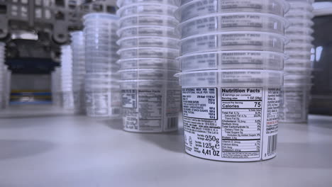 yogurt cups production line in a dairy factory