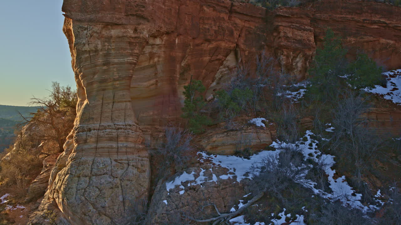 Drone shot of hidden natural arch at Sunrise near Kanab Utah