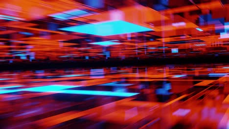 fast-flying cyber tunnel with bright neon light, loop animation