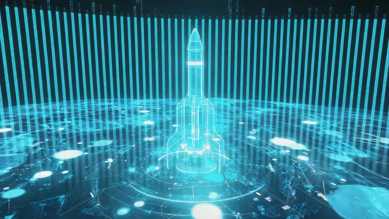 Futuristic Holographic Rocket Launch Concept