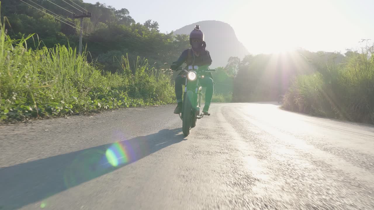 Motorcycle Adventure on a Scenic Country Road