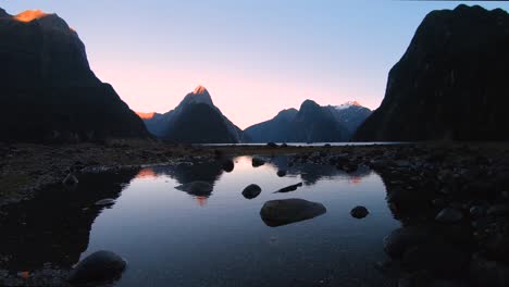 time lapse of the sunset at milford sound