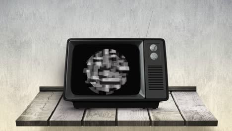 old television with static