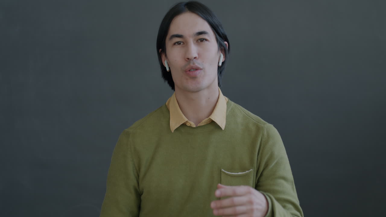 Man Giving Presentation or Video Call