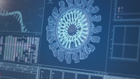 coronavirus model on computer screen. futuristic laboratory research