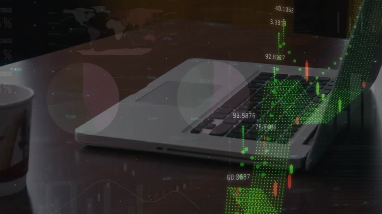 animazione dell'elaborazione statistica su computer portatile