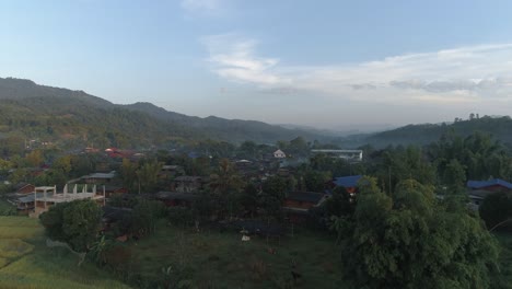aerial view of a rural village in the mountains
