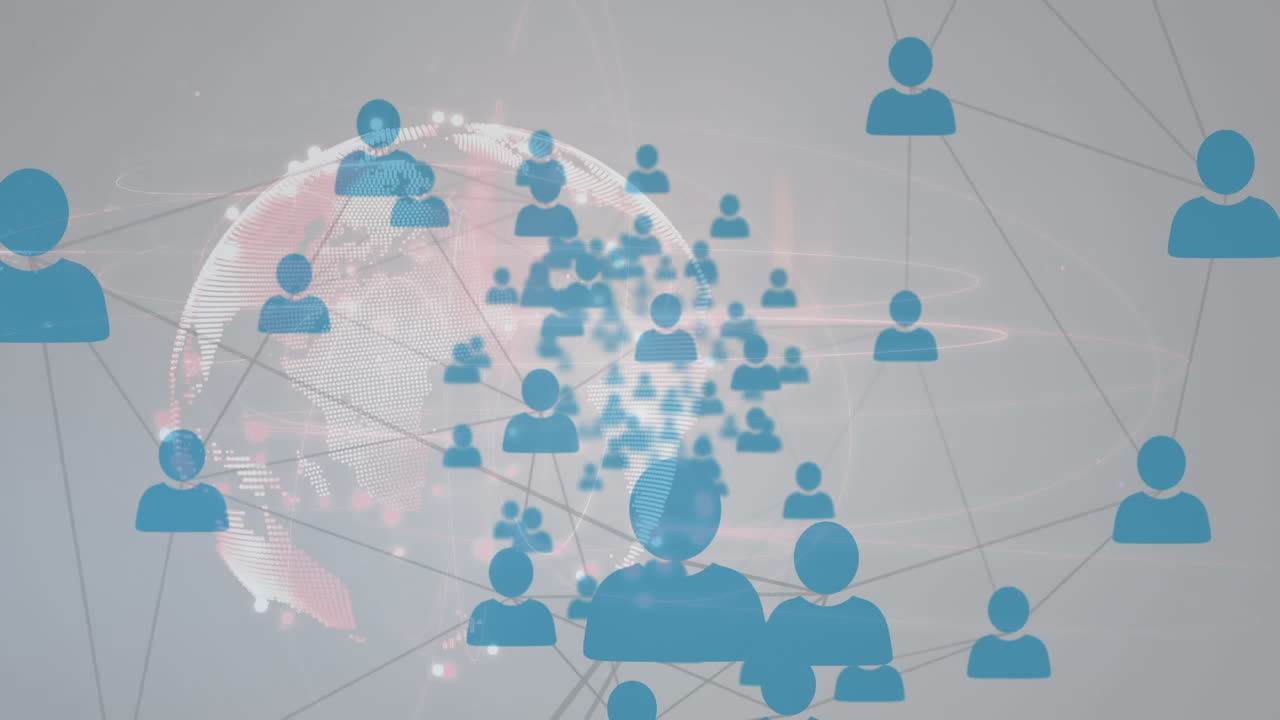 사람들과의 연결의 네트워크와 함께 지구의 애니메이션 아이콘