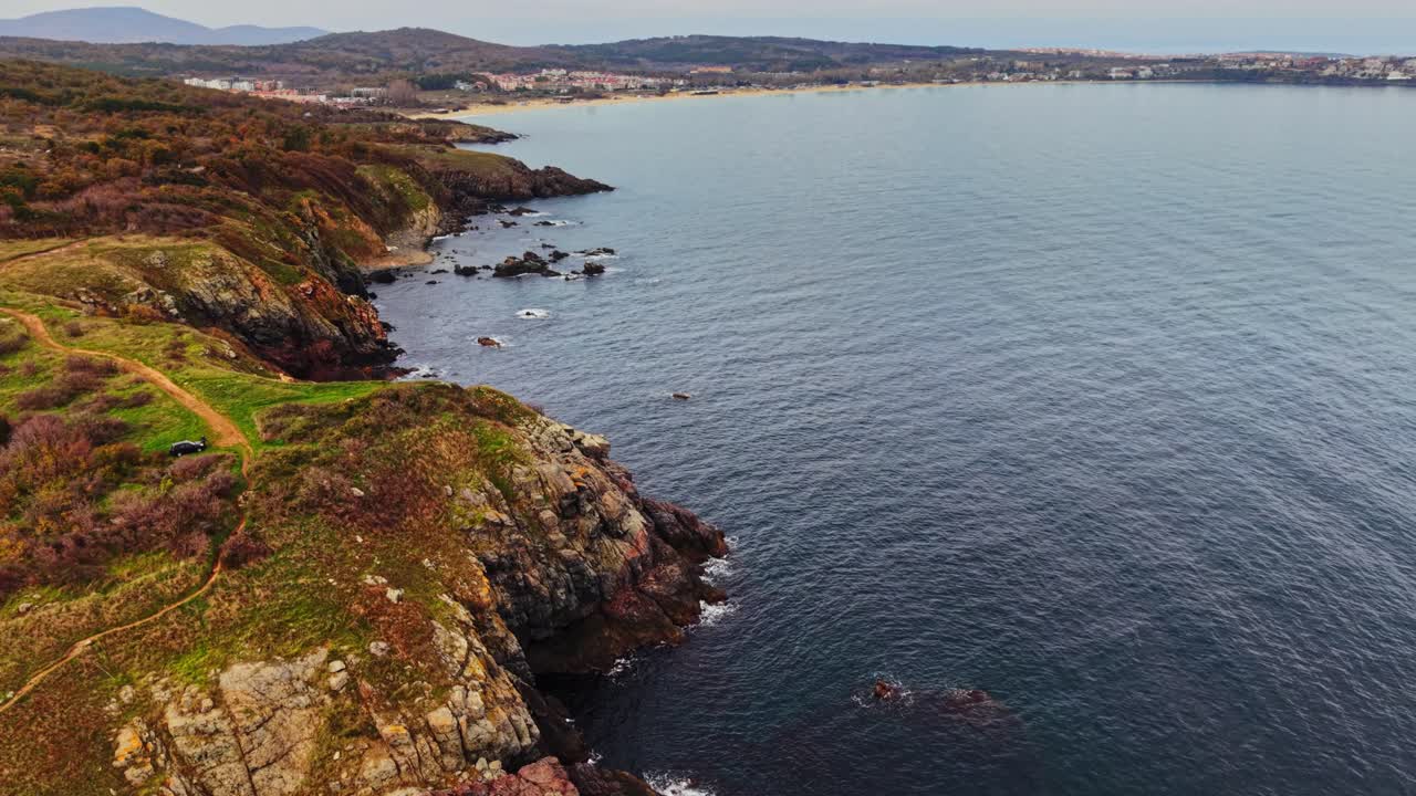 Stunning aerial view of the rocky coastline in Bulgaria captured by drone