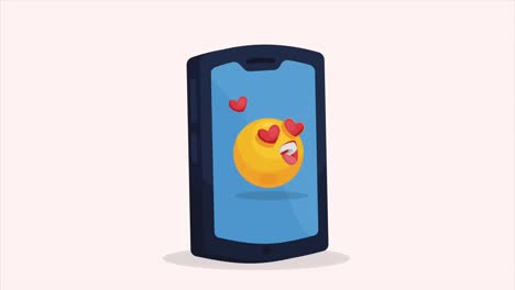 in love emoji in smartphone animation