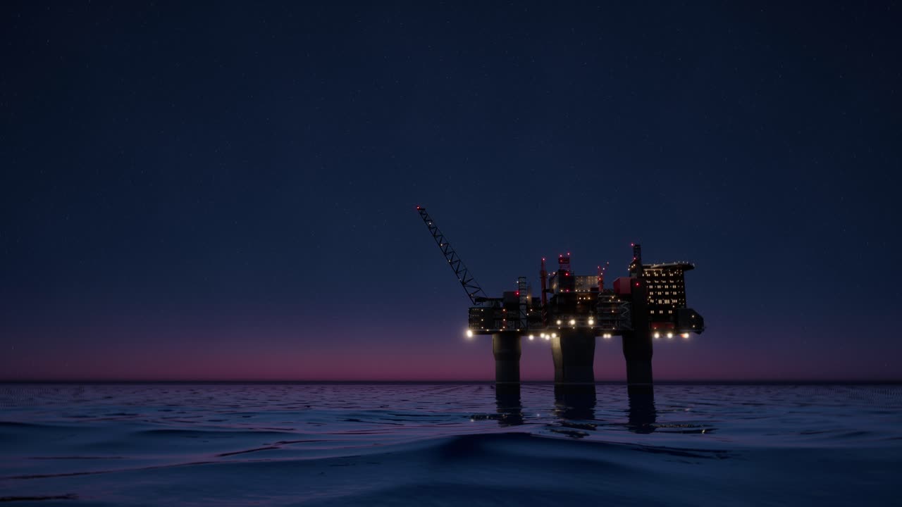 Oil Rig at Night