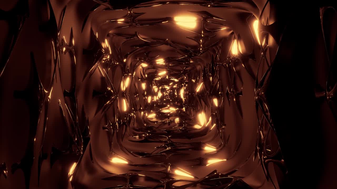 infinita fantasia astratta corridoio del tunnel elfo con luci brillanti e contorni metallici riflettenti illustrazione 3d sfondo di movimento carta da parati dal vivo campioni visivi vj loop