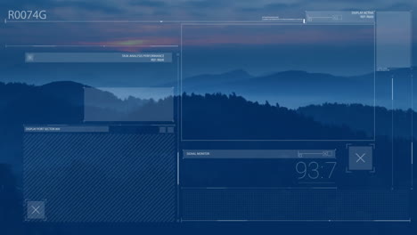 animation of data processing over landscape