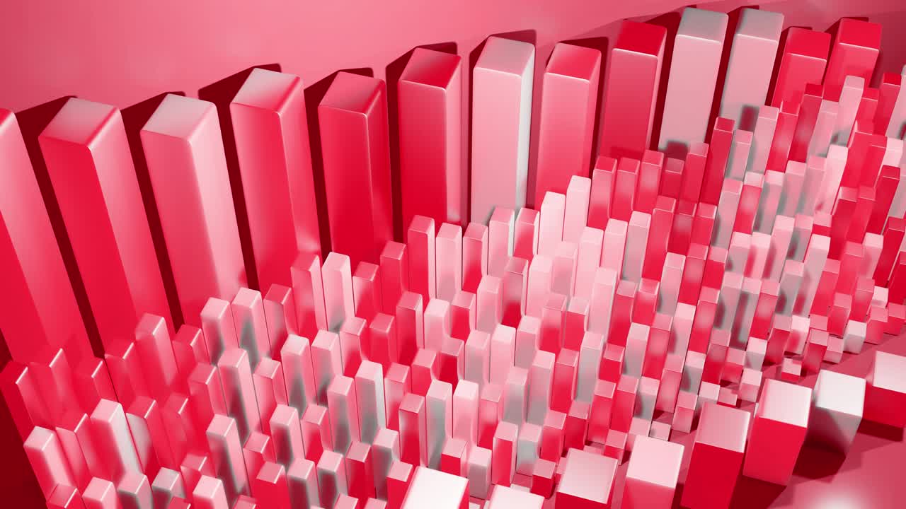 분석 프로그램 및 뉴스 방송에 대한 추상 루핑 배경으로 추상적인 열을 흔들고 추상적인 인포그래픽으로 3d 기하학 배경으로 통계 데이터를 빨간색으로 시각화합니다.