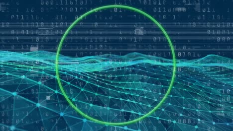 animation of scope, binary coding, data processing over network of connections