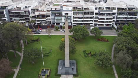 4k drone video of a park with a obelisc