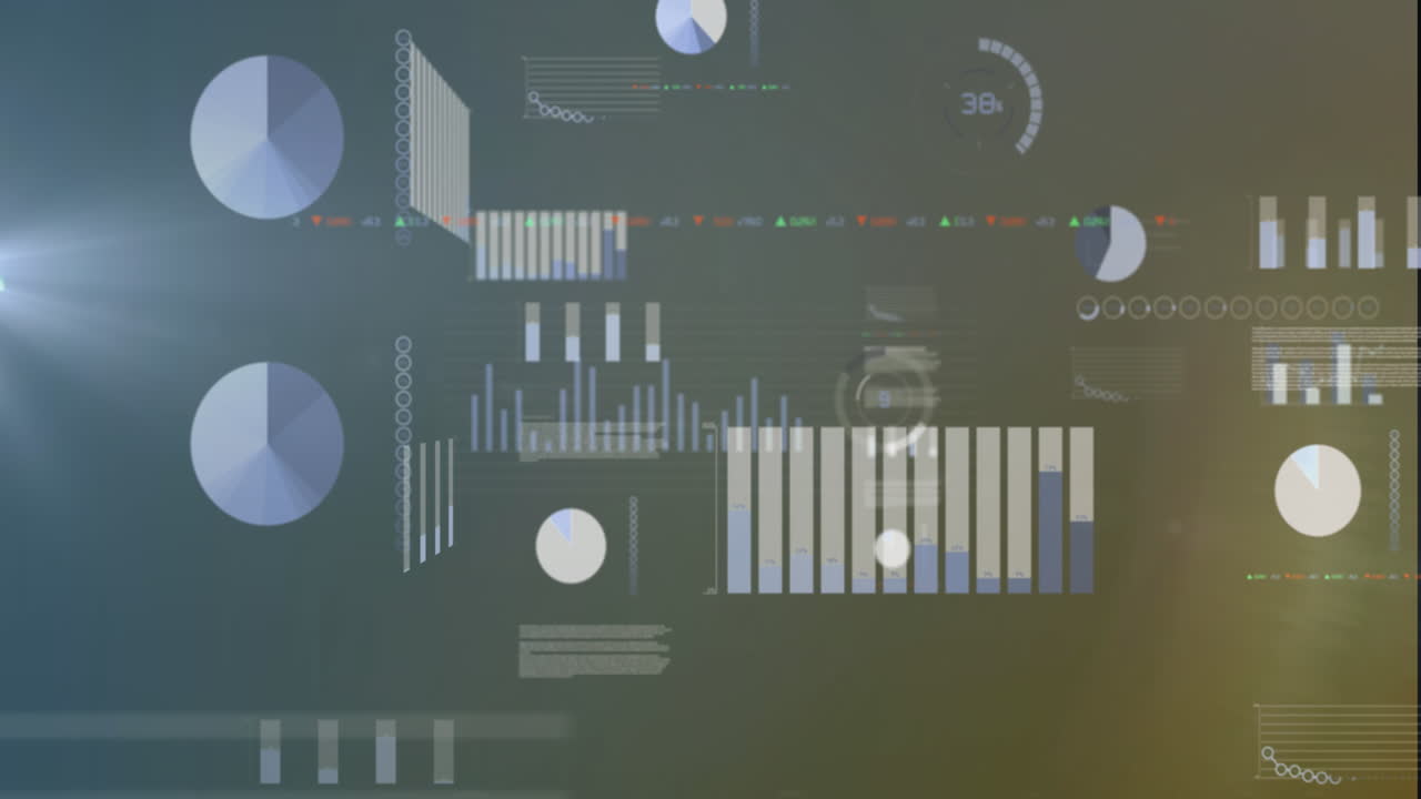 animación del procesamiento de datos financieros sobre un fondo verde
