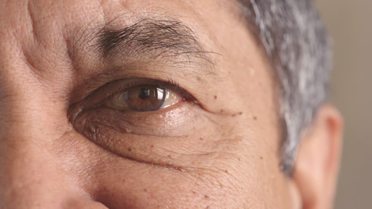Closeup portrait of a senior man's eye