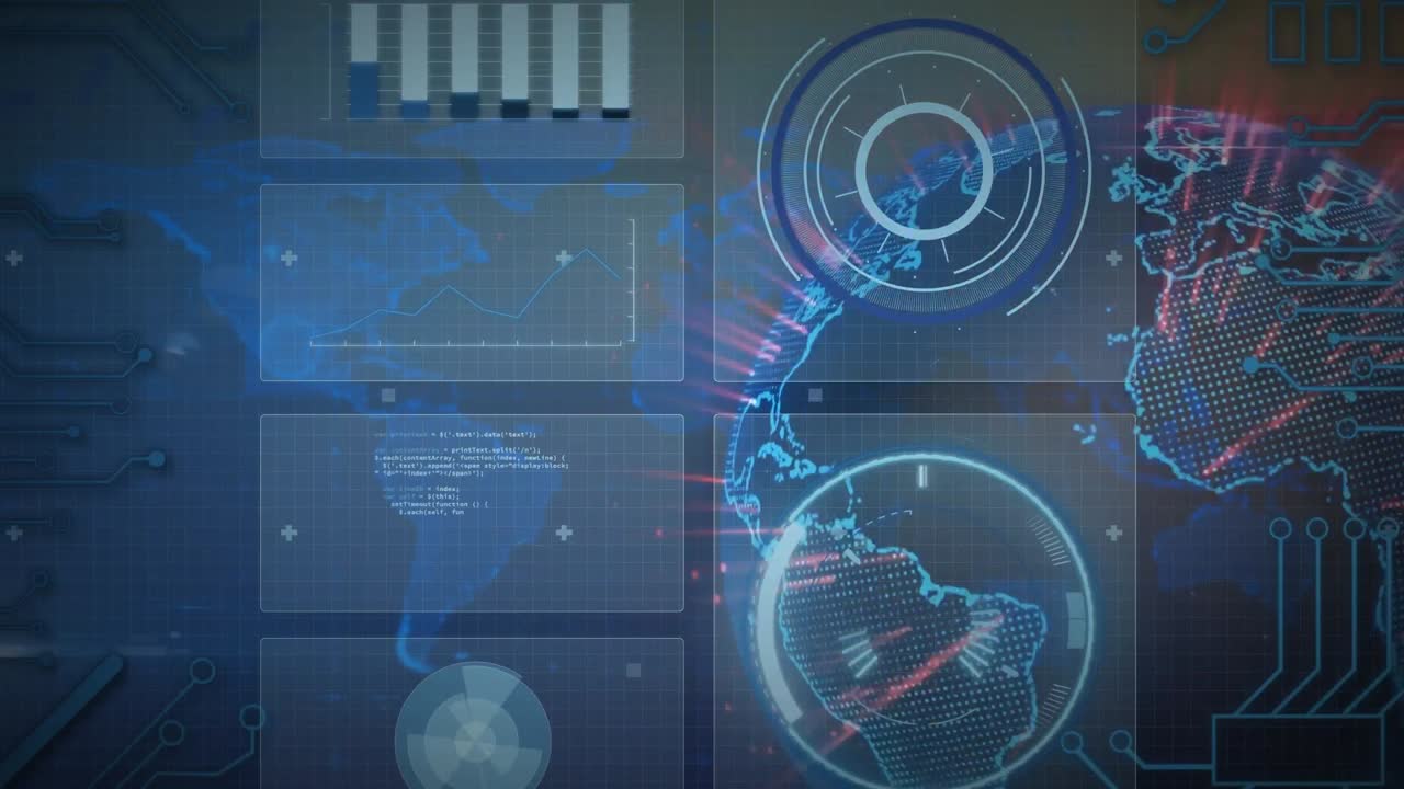 animación del procesamiento de datos en todo el mundo
