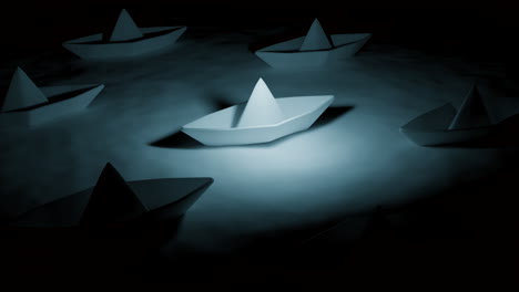 a single paper boat amidst many