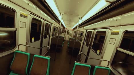 cinematic rotating shot of a subway cabin in paris, france, europe