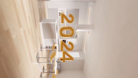 modern kitchen celebrating the year 2024 vertical