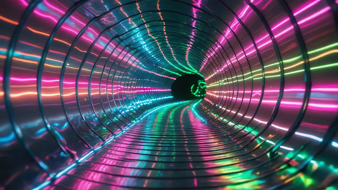 Vibrant Neon Light Tunnel