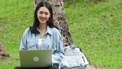 woman studying outdoors