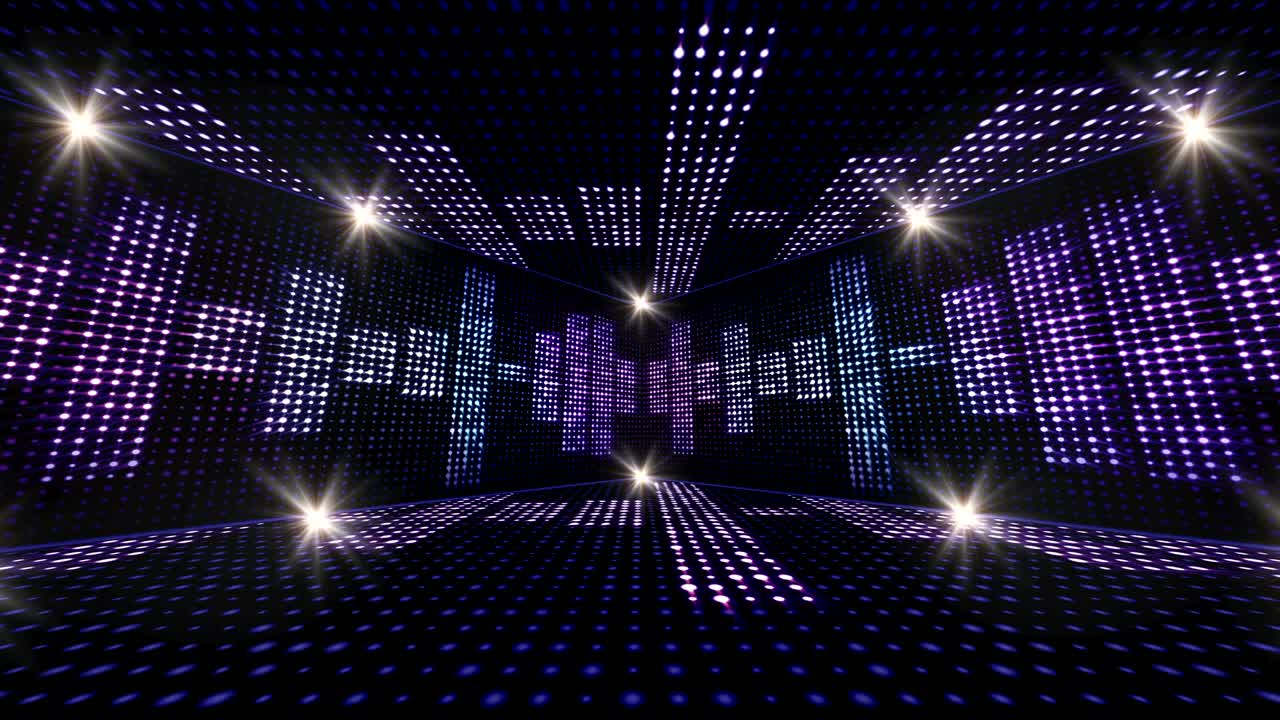 Music Room and Waves, with Notes, Lights Bulbs Animation, Rendering, Background, Loop