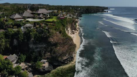 colourful ocean aerial view of a cliff in bali, indonesia, bali island