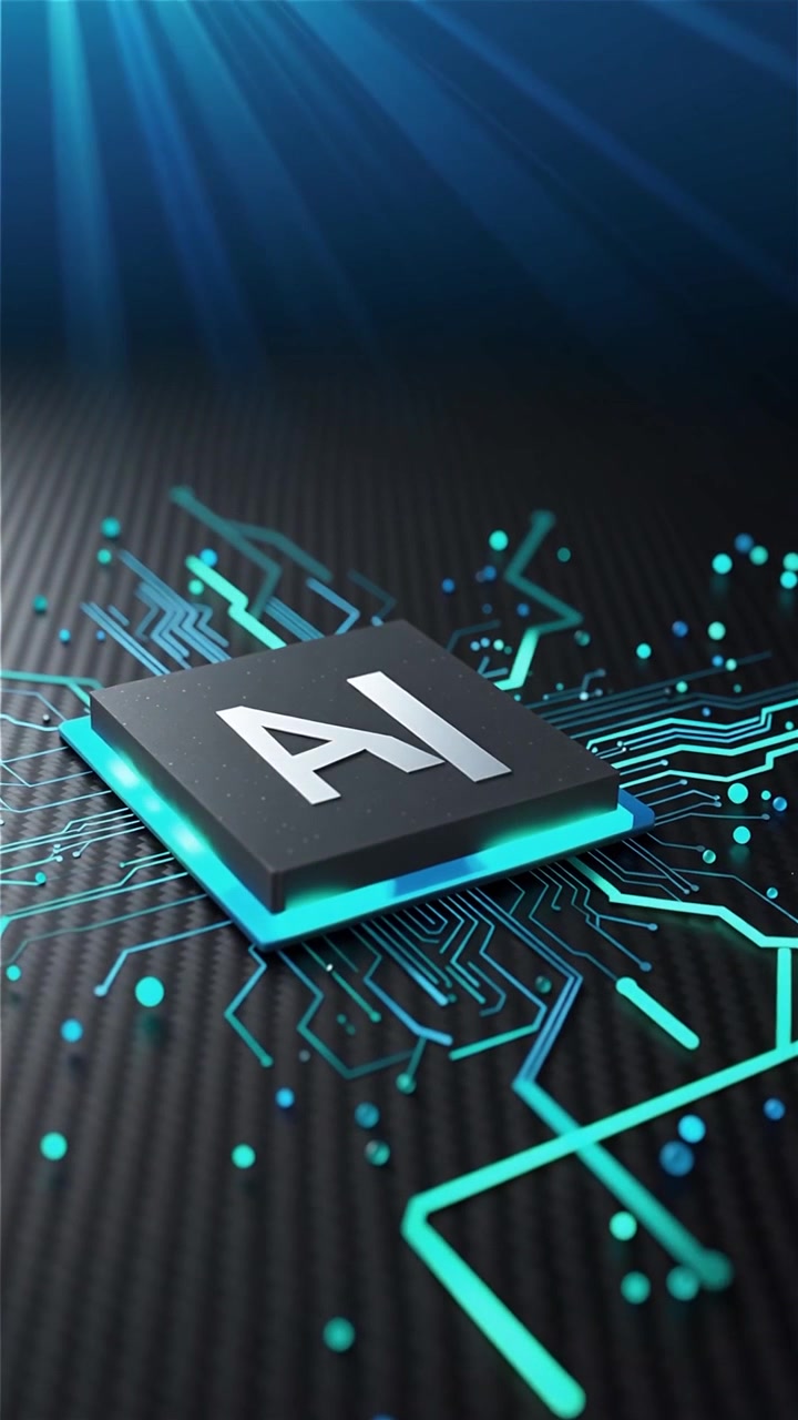 Futuristic AI Chip Motherboard Technology Background