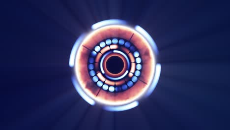 spinning glow light circles in electric blue and fire orange for sci-fi effect background