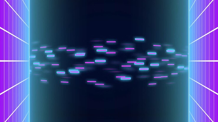 Animation of flowing light trails over metaverse