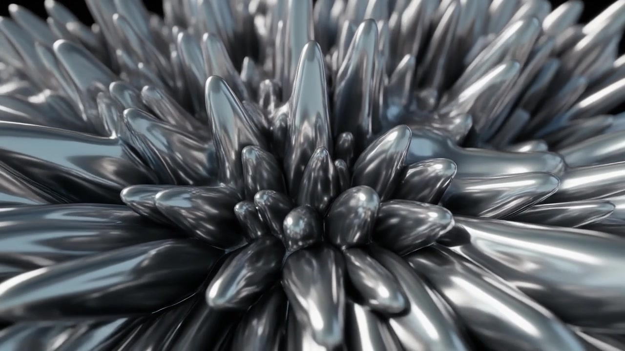 Abstract Liquid Metal Spikes Rising from Surface