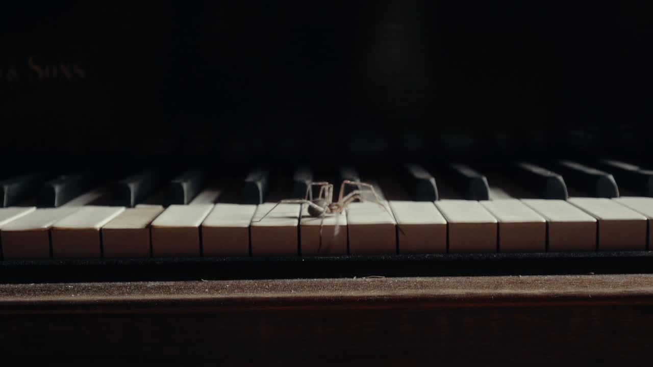 Spider Crawling on Dusty Piano Keys