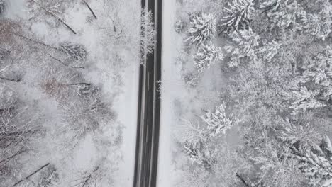 Luftaufnahme-Einer-Verschneiten-Straße-In-Norddeutschland