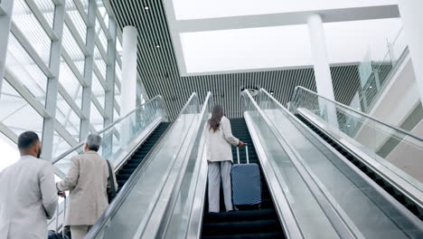 airport, luggage and the back of business people