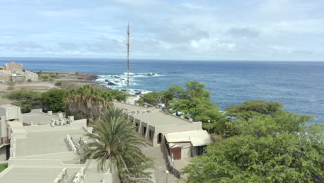 the seaside city of praia in santiago island, cape verde, west africa. aerial drone shot