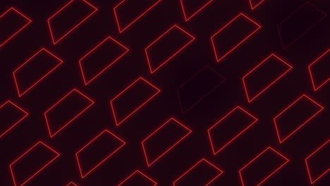 Red-neon-geometric-shapes-in-rows-on-black-gradient