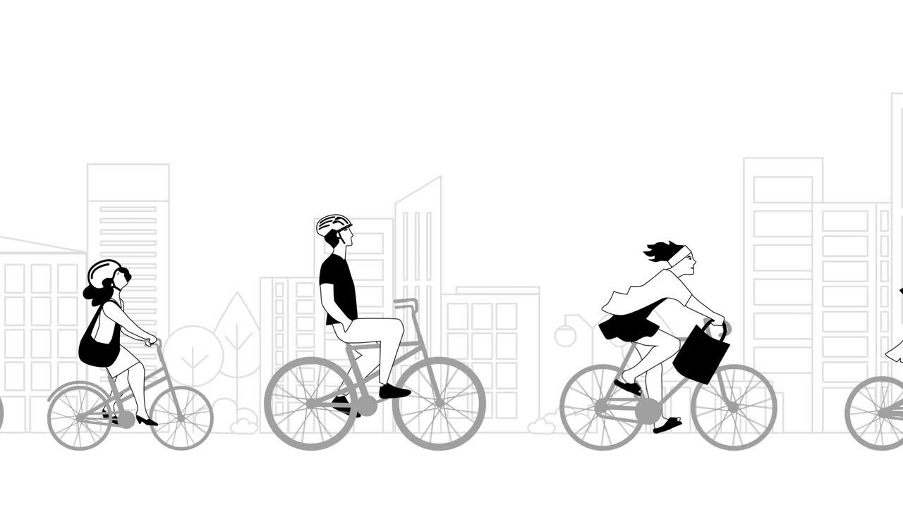 거리에서 자전거를 타는 사람들