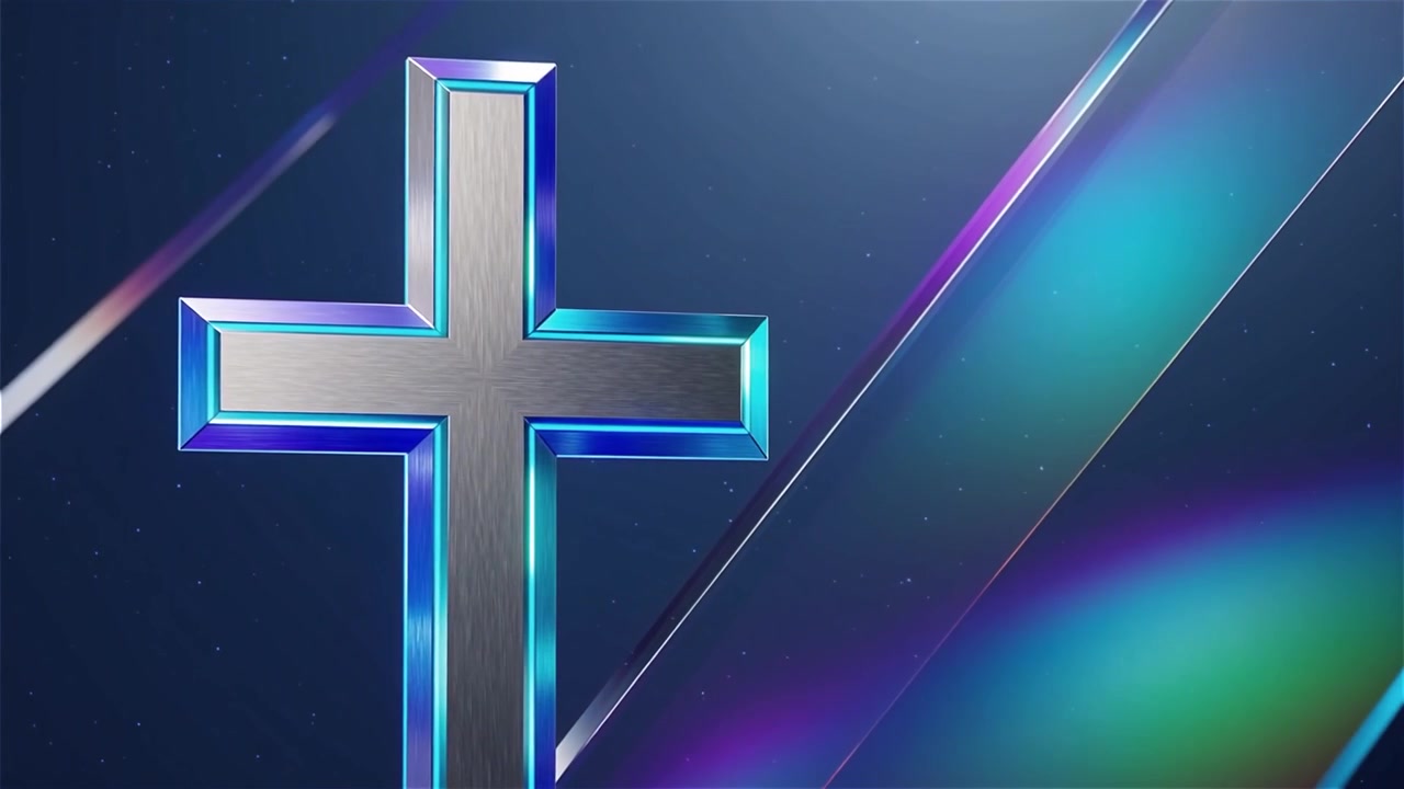 Croce Cristiana Luce Celestiale Sfondo per il Culto.