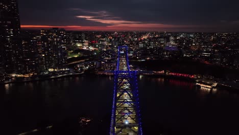 establishing drone shot of brisbane city's story bridge