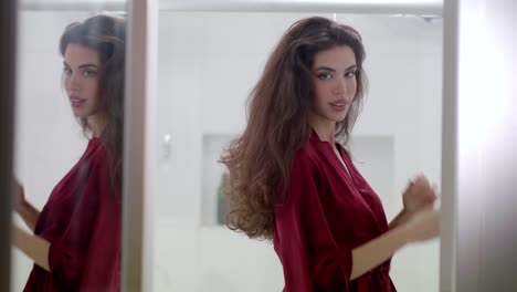 beautiful model seductively plays with hair showcasing posing techniques
